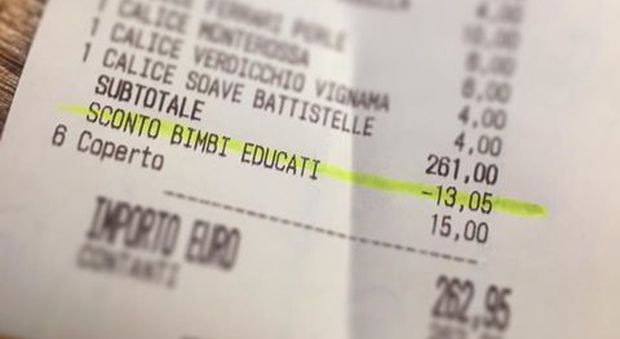 Lo sconto 'bimbi educati' in un ristorante di Padova