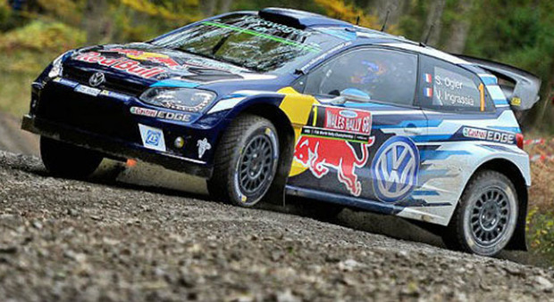 La Volkswagen Polo WRC del campione del mondo Sebastien Ogier che ha dominato anche in Galles