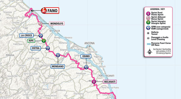 Arriva il Giro d'Italia, la tappa Martinsicuro-Fano giovedì 16 maggio