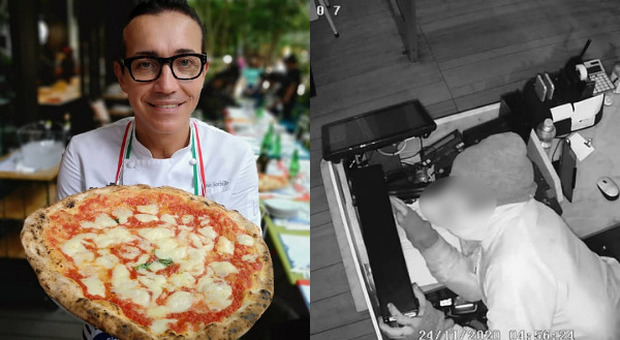 Sorbillo, furto in pizzeria: su Facebook le foto del ladro e della vetrina in frantumi