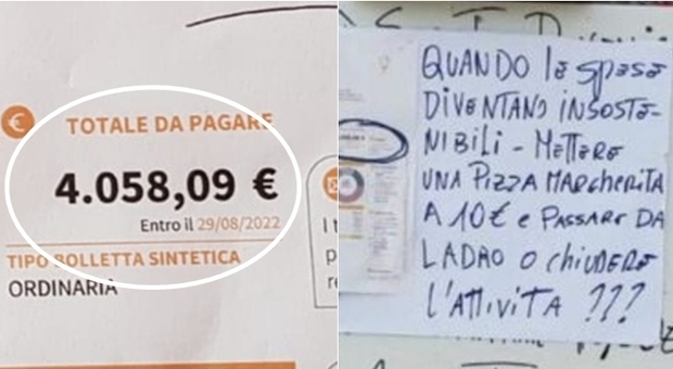 Bolletta della luce al menù, la protesta del ristoratore: «La pizza a 10 euro? O passo per ladro o chiudo»