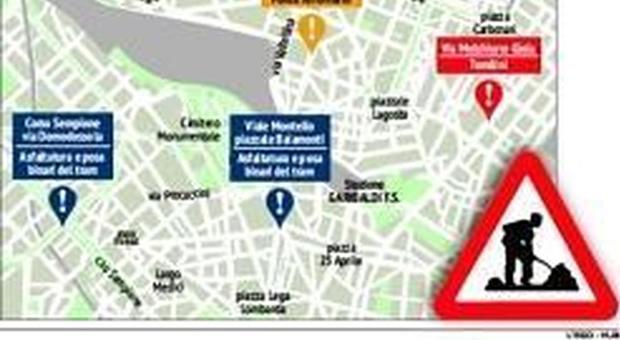Milano, cantieri sotto l'ombrellone: asfaltature, binari, messa in sicurezza di ponti e tombini in sei zone