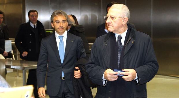 Domenico Apicella con il governatore Vincenzo De Luca in occasione dell'inaugurazione del servizio serale della mensa universitaria dell'ex Adisu Salerno