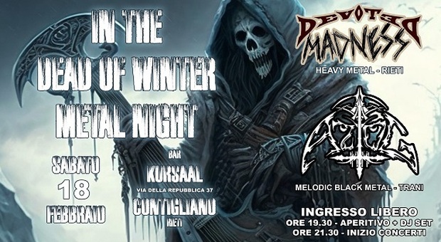 Il 18 febbraio al Kursaal “In the dead of winter metal night” con Devoted Madness e Azog