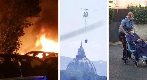 Roma, allarme incendi: fiamme al parco del Pineto e a Monte Mario