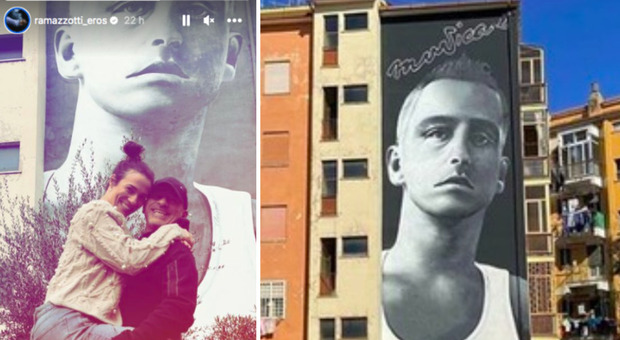 Eros Ramazzotti torna ai «bordi di periferia» con Dalila. La foto con il murales: «Uno dei regali più belli»