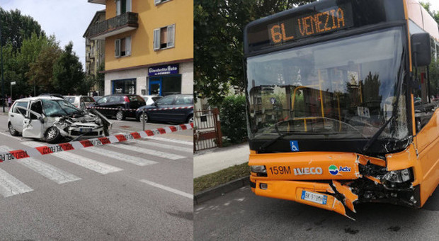 Auto non rispetta la precedenza e si schianta contro un bus: sei feriti