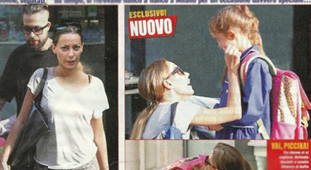 Karina Cascella e Salvatore Angelucci portano a scuola la figlia Ginevra