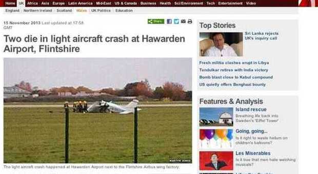 L'incidente aereo (Bbc News)