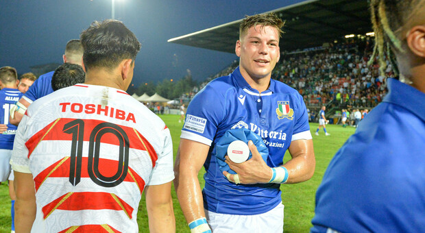 Manuel Zuliani nella partita dell'Italia contro il Giappone a Treviso