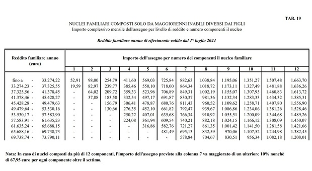 immagine Assegno nucleo familiare, aumenti dal 1° luglio