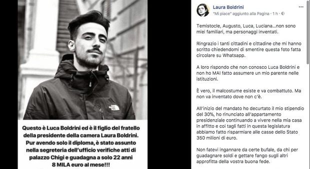 Laura Boldrini e il nipote assunto alla Camera: la bufala su Whatsapp, e lei si infuria su Facebook