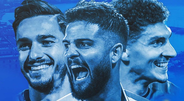 Il Napoli fa festa per Insigne & Co: «Tre azzurri campioni d'Europa!»