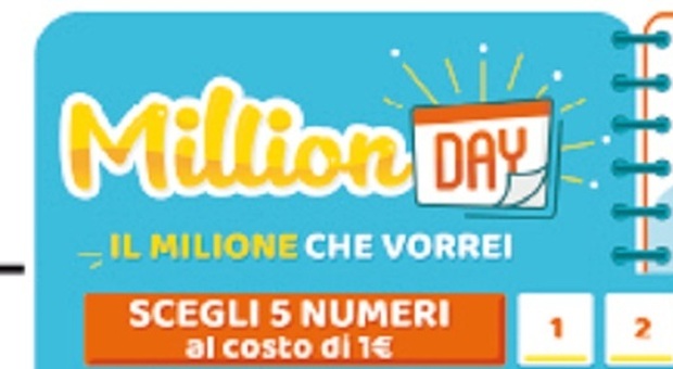La schedina di Million Day e Extra Million Day: indovinando 5 numeri si può vincere un milione