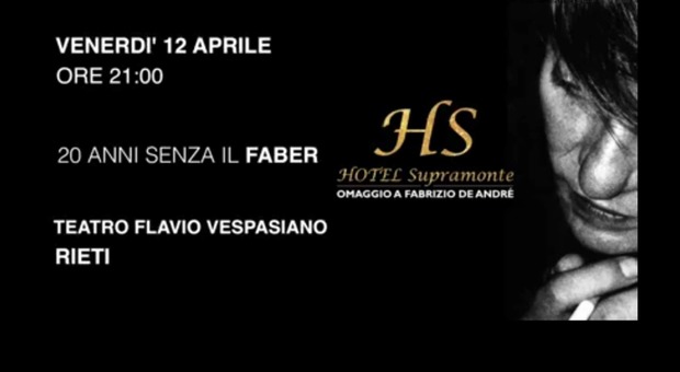 Rieti, stasera gli Hotel Supramonte al Flavio per omaggiare De Andrè