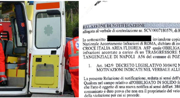 Napoli, donna bruciata viva dal vicino: l'ambulanza multata per eccesso di velocità. La foto del verbale