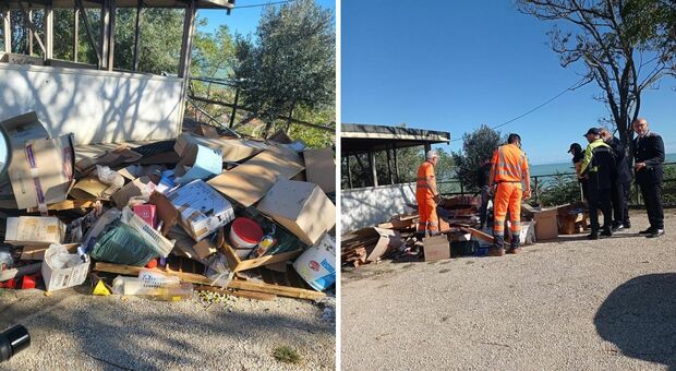 Il belvedere di Capodarco invaso dai rifiuti, il sindaco Calcinaro: «Tanti indizi per scoprire gli autori, vedrete che tombola di multa»