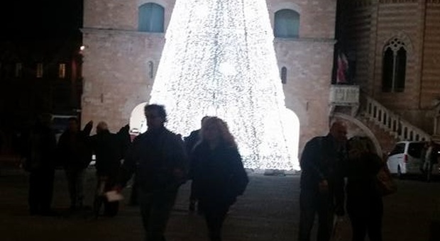 Foligno l'albero di luce in piazza della Repubblica