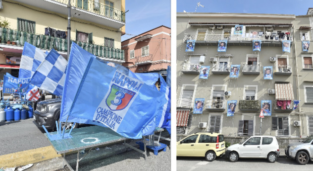 Il Napoli più forte della scaramanzia: in città è già “festa” scudetto, sul palazzo spunta la formazione del tricolore FOTO