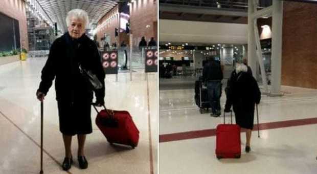 Nonna Irma in partenza per il Kenia dall'aeroporto