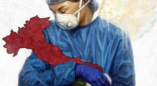La dottoressa con la mascherina che culla l'Italia: l'immagine conquista il web