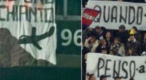 Gli striscioni contro Superga allo Juventus Stadium