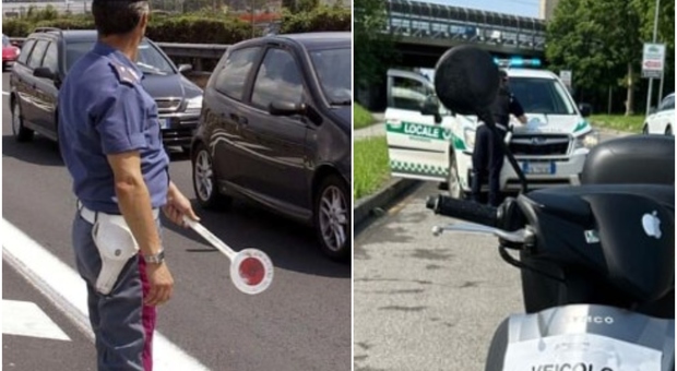 Sullo scooter con due figli, senza patente né assicurazione: maxi-multa a una mamma