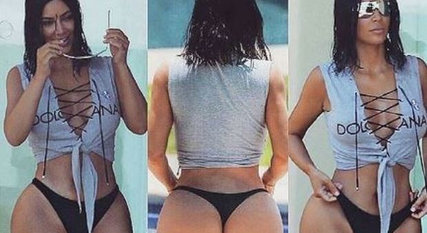 Kim Kardashian osa il primo bikini, ma senza Photoshop il lato B delude