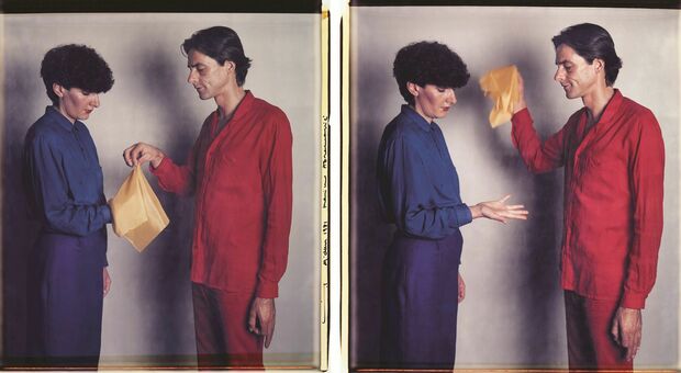 Marina Abramovic, s.t. (from the series Gold found by the artists), dittico (Polaroid) a colori, 1981, 60x56 cm cad