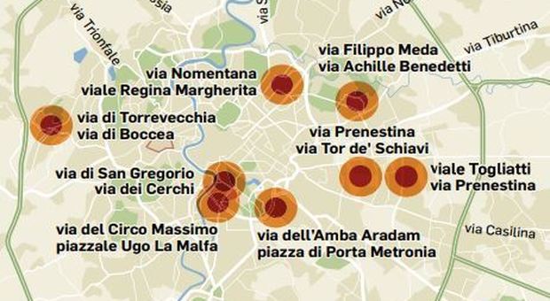 Strade killer a Roma: nove scontri al giorno nei dieci incroci critici