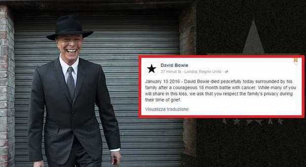 David Bowie e il post su Facebook