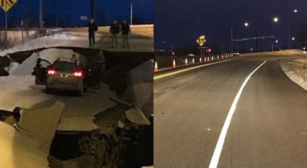 Alaska, strada ricostruita in 4 giorni dopo il terremoto di magnitudo 7.0