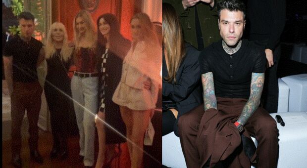 Fedez al party di Donatella Versace, le foto con Gigi Hadid, i sorrisi (forzati) e i difficili giorni da single
