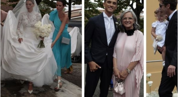 Matrimonio a Tavullia, Luca Marini sposa la bellissima Marta Vincenzi. Valentino Rossi in papà-position con Giulietta in braccio. Le foto