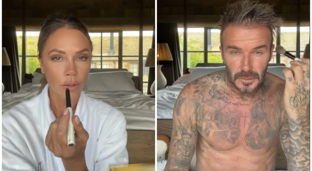 David Beckham alle prese col make up: l'imitazione di Victoria su TikTok fa sorridere i fan