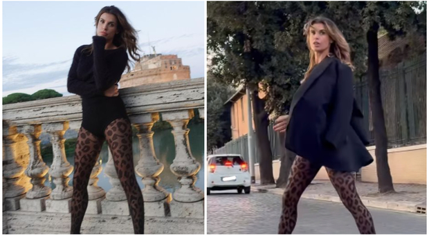Elisabetta Canalis, look super sexy nel cuore di Roma. I followers attaccano: «Mi aspettavo una camminata meno da T-Rex»