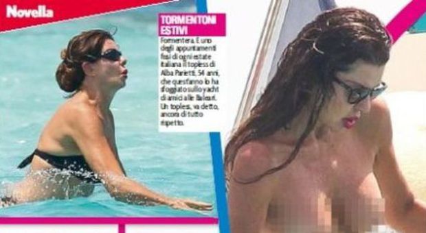 Alba Parietti in topless a Formentera: la showgirl preferisce la tintarella integrale