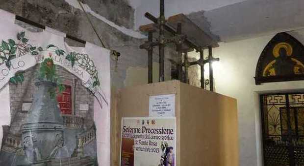 Un puntellamento all'interno del museo di S. Rosa