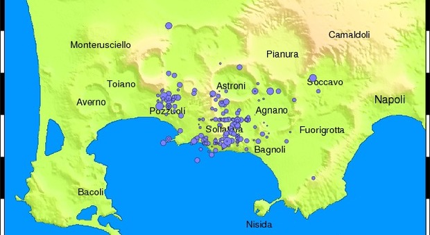 Sciame sismico nei Campi Flegrei quaranta lievi scosse in due ore