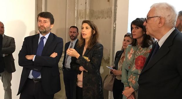 Il ministro Franceschini, Christine Macel, la moglie Michela De Biase e il presidente Paolo Baratta