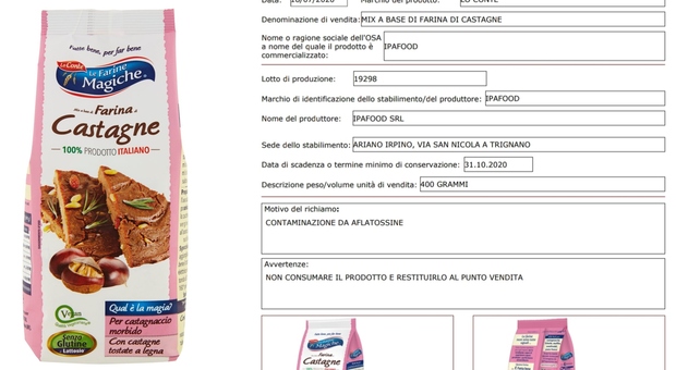 Castagne “Le farine magiche” ritirate per «contaminazione da aflatossine»