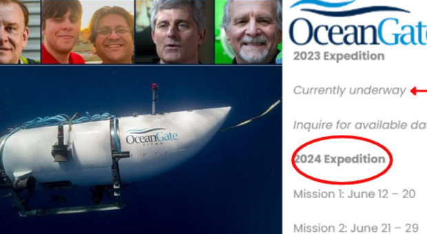 Titan, OceanGate continua a pubblicizzare le spedizioni sottomarine al relitto del Titanic: due le missioni in programma per il 2024