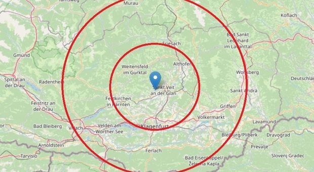 Terremoto di magnitudo 3.6 a a Nord di Klagenfurt