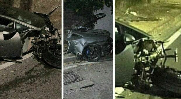 Lamborghini finisce contro un muro e si spezza in due, incidente choc a Napoli: il video è da brividi