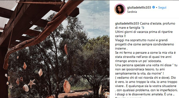 Il post di Giulia De Lellis