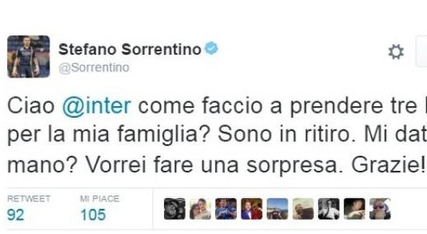 Il tweet di Stefano Sorrentino