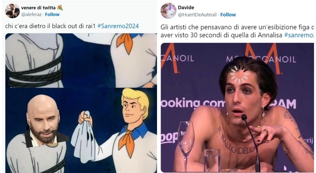 Sanremo 2024, i meme più divertenti della quarta serata: John Travolta boicotta l'audio, Gazzelle arriva in Panda