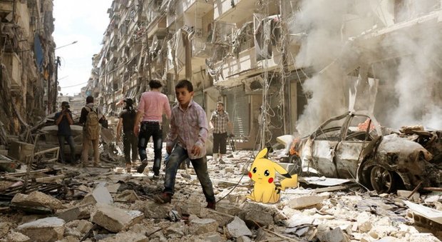 Pokemon Go in Siria tra le macerie accanto i bambini: l'opera fa il giro del mondo