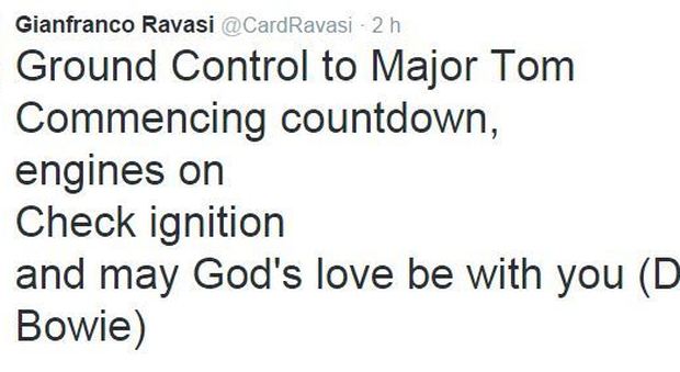 Il cardinale Ravasi, presidente del Pontificio Consiglio della Cultura: «L'Amore di Dio sia con te»