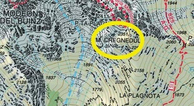 Nella mappa la zona di malga Cregnedul